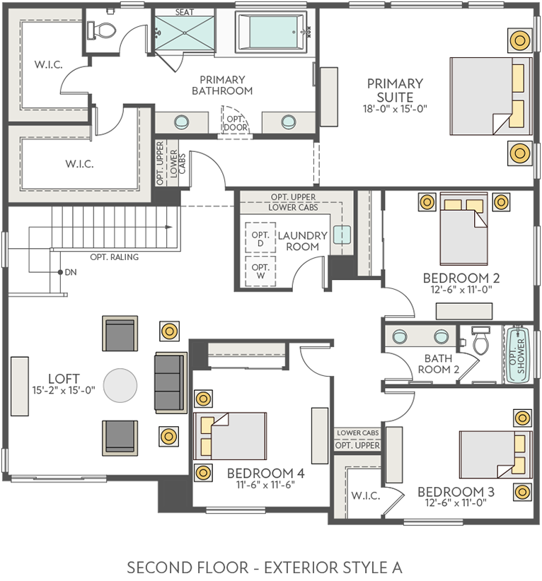 Plan Two Second Floor | Glisten at One Lake